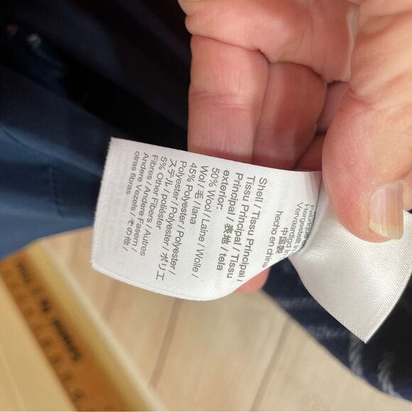 J CREW WOOL CITY COAT IN NAVY BLUE AND WHITE‎ WINDOWPANE - Picture 8 of 11